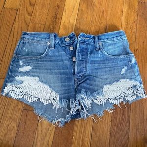 High rise denim shorts